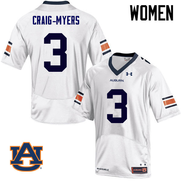 Women Auburn Tigers #3 Nate Craig-Myers College Football Jerseys Sale-White